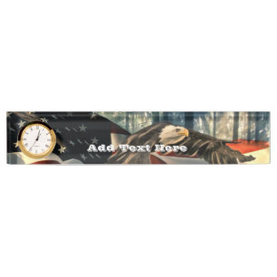 Porte-nom Pour Bureau Bald Eagle Drapeau américain Country Road