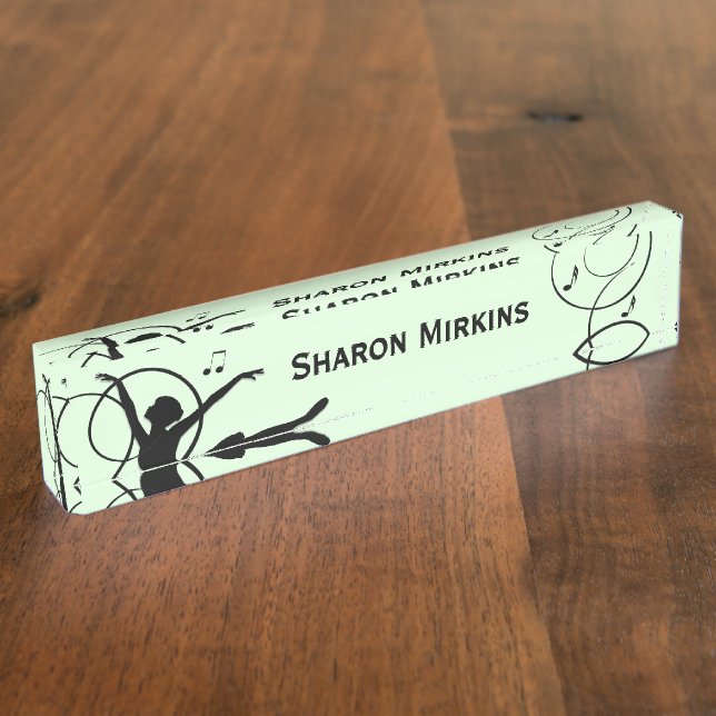 Porte-nom Pour Bureau Ballerina Danse avec Musique Vert (Taille)