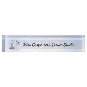 Porte-nom Pour Bureau Ballerina en bleu Nom personnel