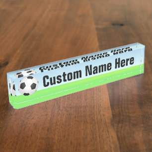 Porte-nom Pour Bureau Ballon de football un jour ensoleillé