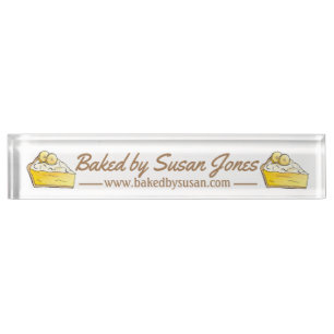 Porte-nom Pour Bureau Banana Cream Pie Slice Boulangerie Pâtisserie Chef