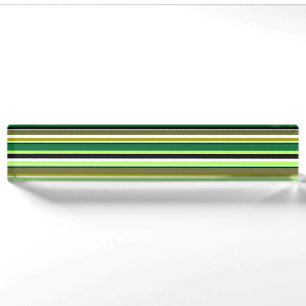 Porte-nom Pour Bureau Bandes blanches vert mignonne