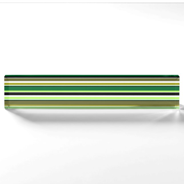 Porte-nom Pour Bureau Bandes blanches vert mignonne (Devant)