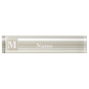 Porte-nom Pour Bureau Bandes de grès monogramme