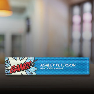 Porte-nom Pour Bureau BANG Fun Retro Comédie Livre Pop Art