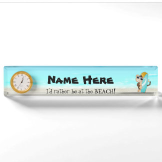 Porte-nom Pour Bureau Beach Monkey dessin animé ajouter nom bureau