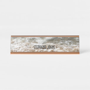 Porte-nom Pour Bureau Beach Ocean Water Waves Monogramme Nom personnalis