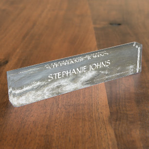 Porte-nom Pour Bureau Beach Ocean Waves Monogramme Nom personnalisé Blue