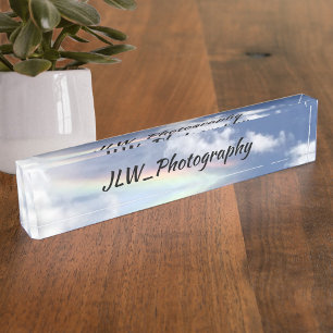 Porte-nom Pour Bureau Beau naturel Rainbow Blue Sky acrylique