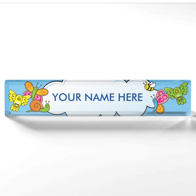 Porte-nom Pour Bureau Bébé Animaux (Devant)