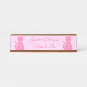 Porte-nom Pour Bureau Bébé rose jolie fille Chat Personnalisé Maman pour