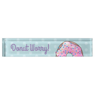 Porte-nom Pour Bureau Beignet rose de fraise