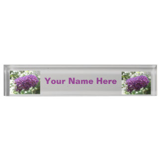 Porte-nom Pour Bureau Belle Bouddleia violette Fleurs Carte d'identité p