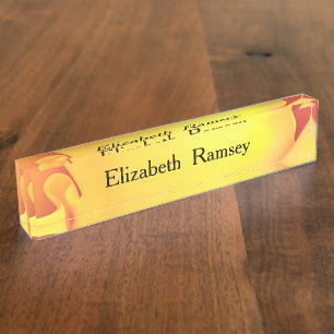 Porte-nom Pour Bureau Belle Rose Jaune