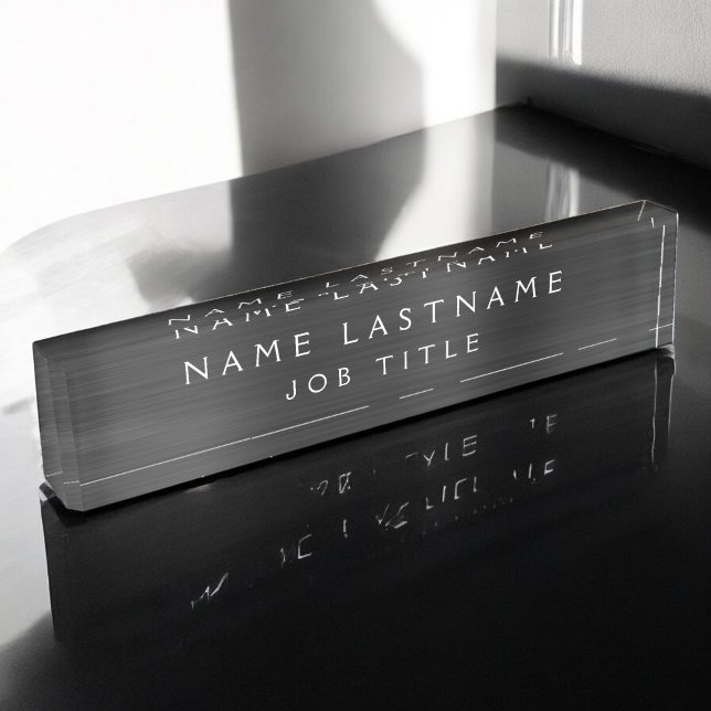 Porte-nom Pour Bureau Black Metallic Corporate Custom Professionnel (Créateur téléchargé)