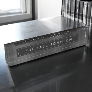 Porte-nom Pour Bureau Black Metallic Foil Moderne Custom Professional