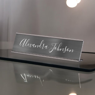 Porte-nom Pour Bureau Black Metallic Foil Moderne Élégante Entreprise