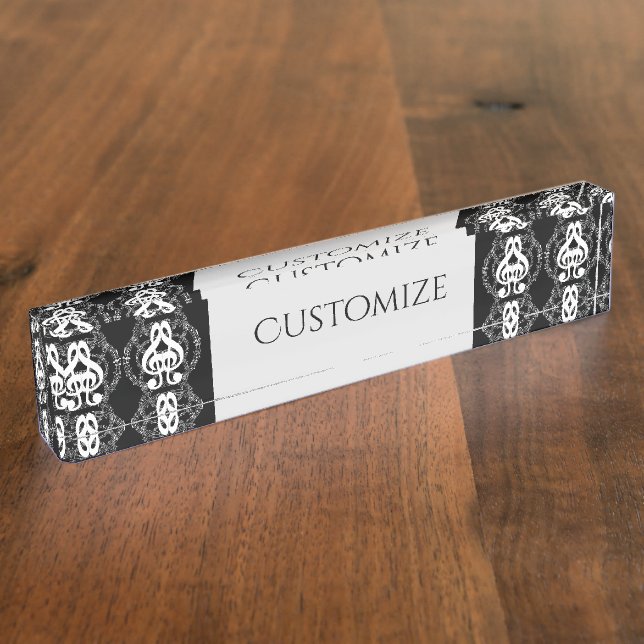 Porte-nom Pour Bureau Black & White Mirror Image Music 2 (Taille)