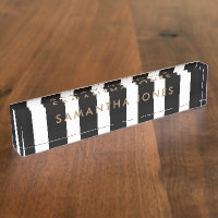Black White Stripes Gold Classic Personnalisé