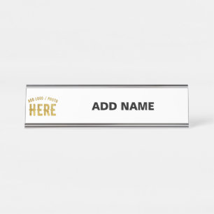 PORTE-NOM POUR BUREAU BLANC PERSONNALISABLE MARQUE VERIFIE MODERNE ÉLÉGA