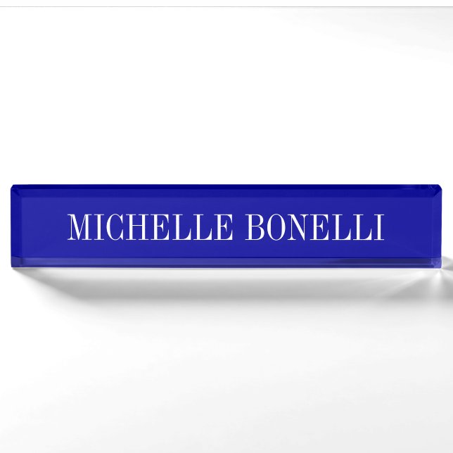 Porte-nom Pour Bureau Bleu Blanc Agréable Charme Entreprise (Devant)