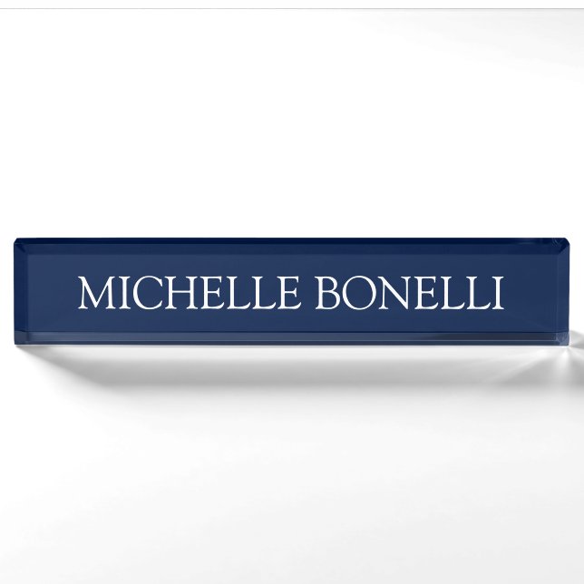Porte-nom Pour Bureau Bleu Blanc Agréable Charme Entreprise (Devant)