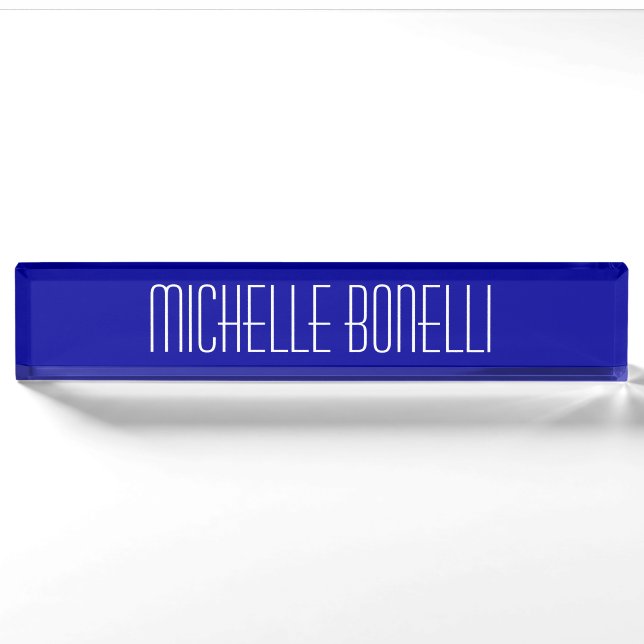 Porte-nom Pour Bureau Bleu Blanc Agréable Charme Entreprise (Devant)