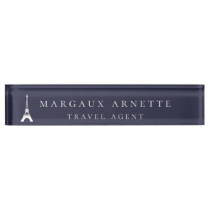 Porte-nom Pour Bureau Bleu de logo de Tour Eiffel