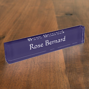 Porte-nom Pour Bureau Bleu de marine solide
