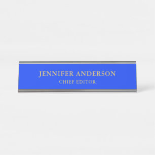 Porte-nom Pour Bureau Bleu d'outremer Or Professionnel Moderne Simple