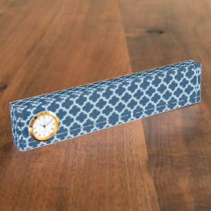 Porte-nom Pour Bureau Bleu et Bébé Bleu Trellis, treillis, Quatrefoil