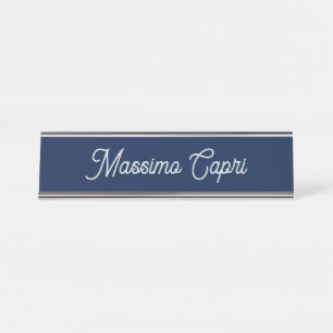 Porte-nom Pour Bureau Bleu foncé Élégant Casual Propre Nom Écriture manu