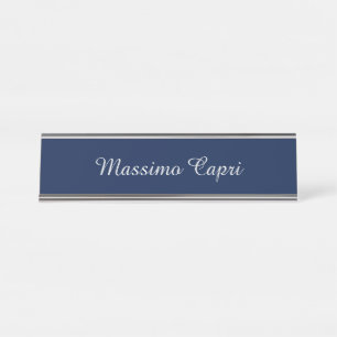 Porte-nom Pour Bureau Bleu foncé Élégant Casual Propre Nom Écriture manu