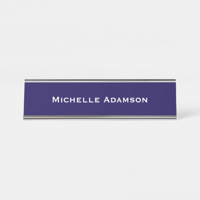 Porte-nom Pour Bureau Bleu foncé Professionnel Plat moderne (Devant)