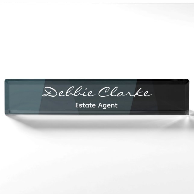 Porte-nom Pour Bureau Bleu gris des vagues motif (Devant)