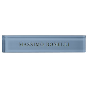 Porte-nom Pour Bureau Bleu Gris Minimaliste Moderne Lisible