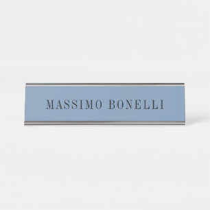 Porte-nom Pour Bureau Bleu Gris Minimaliste Moderne Lisible
