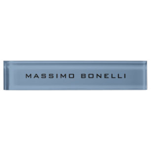 Porte-nom Pour Bureau Bleu Gris Minimaliste Moderne Lisible