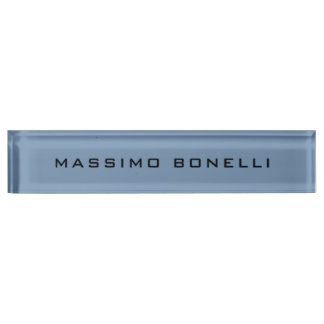 Porte-nom Pour Bureau Bleu Gris Minimaliste Moderne Lisible