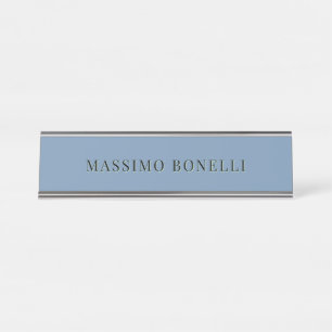 Porte-nom Pour Bureau Bleu Gris Minimaliste Simple Lisible Moderne