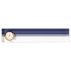Porte-nom Pour Bureau Bleu Marine Moderne Top Racing Stripes Sur Horloge