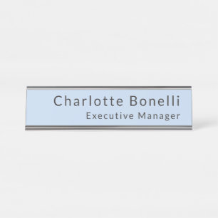 Porte-nom Pour Bureau Bleu minimaliste moderne professionnel simple