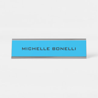 Porte-nom Pour Bureau Bleu minimaliste Plain moderne