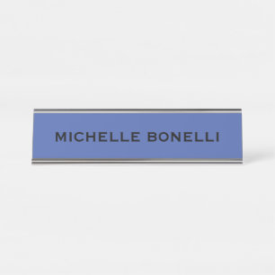Porte-nom Pour Bureau Bleu Moyen Minimaliste Moderne Lisible Simple