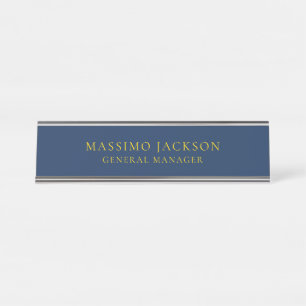 Porte-nom Pour Bureau Bleu Or Couleurs Professionnel Tendance Minimalist