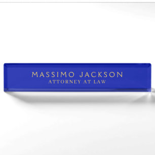 Porte-nom Pour Bureau Bleu Zaffre Couleurs Or Professionnelles Tendance