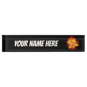 Porte-nom Pour Bureau Blooming Fire Rose