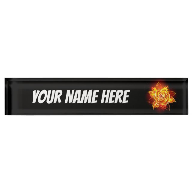 Porte-nom Pour Bureau Blooming Fire Rose (Devant)
