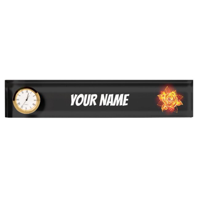 Porte-nom Pour Bureau Blooming Fire Rose (Devant)