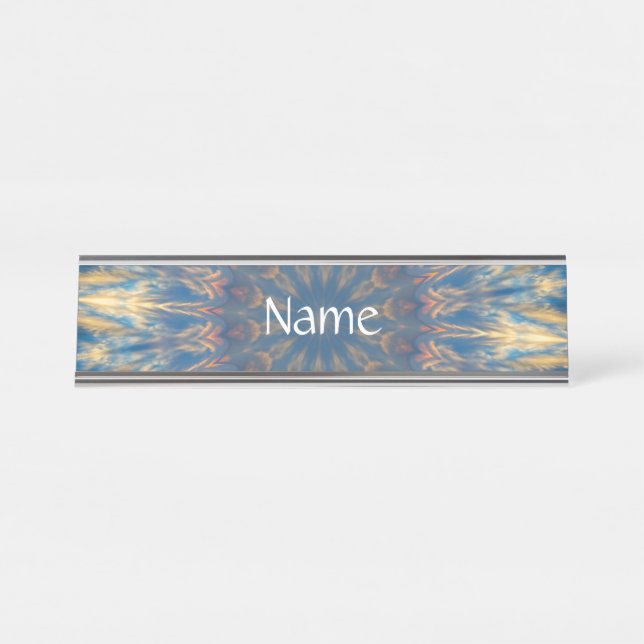 Porte-nom Pour Bureau Blue Chakra Kaleidoscope Thunder_Cove (Devant)